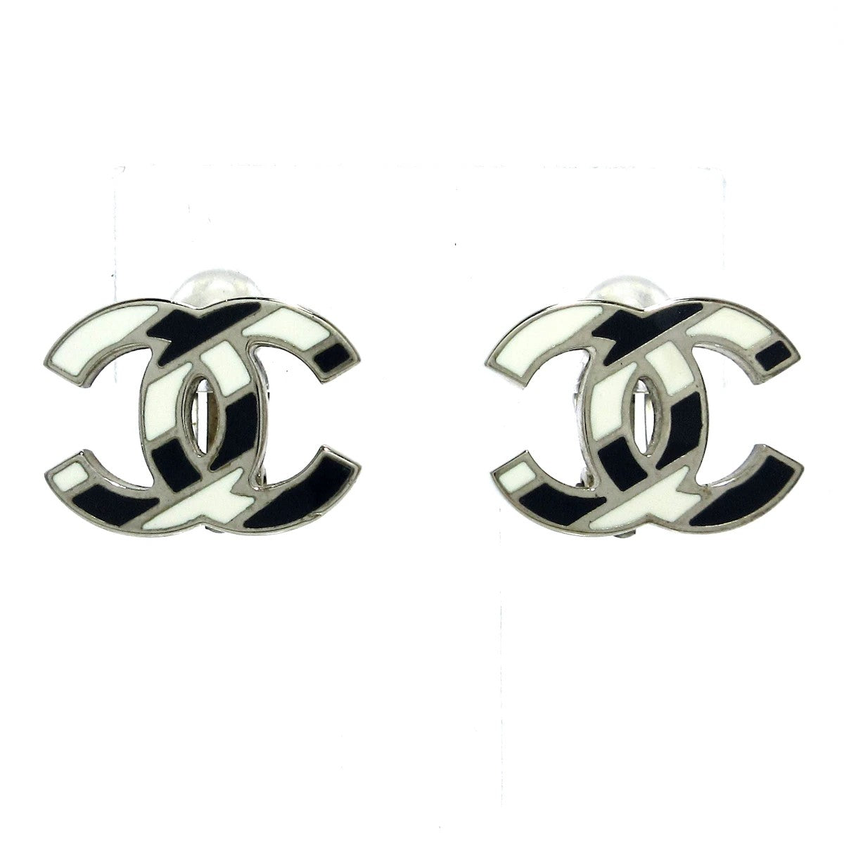Pre-Owned Chanel Earrings - Navy & White Clip On - CH1197