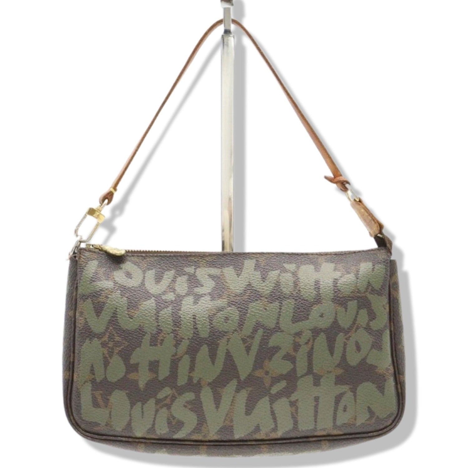 Pre-owned Louis Vuitton Pochette Accessories Stephen Sprouse Graffiti Green and Monogram Canvas Pouch