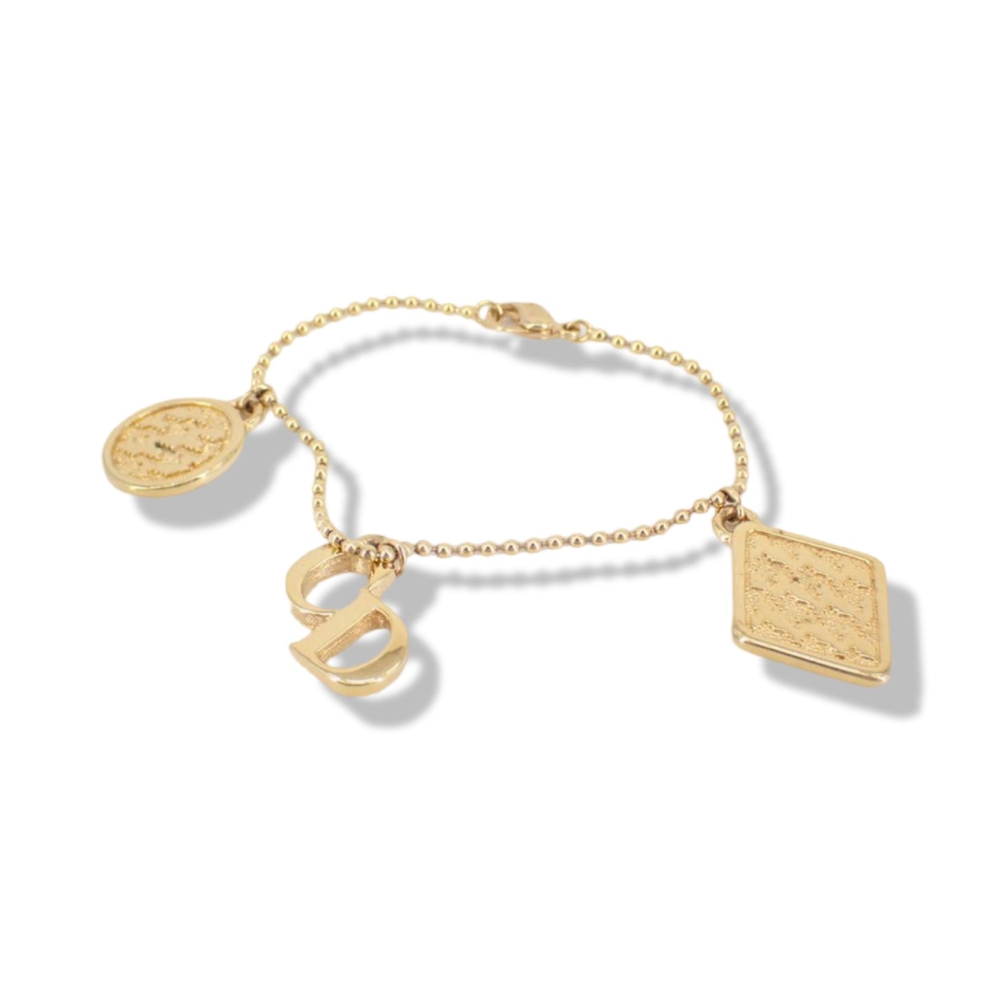 Pre-Owned Christian Dior Gold Plated CD Charm Bracelet- DIO1086