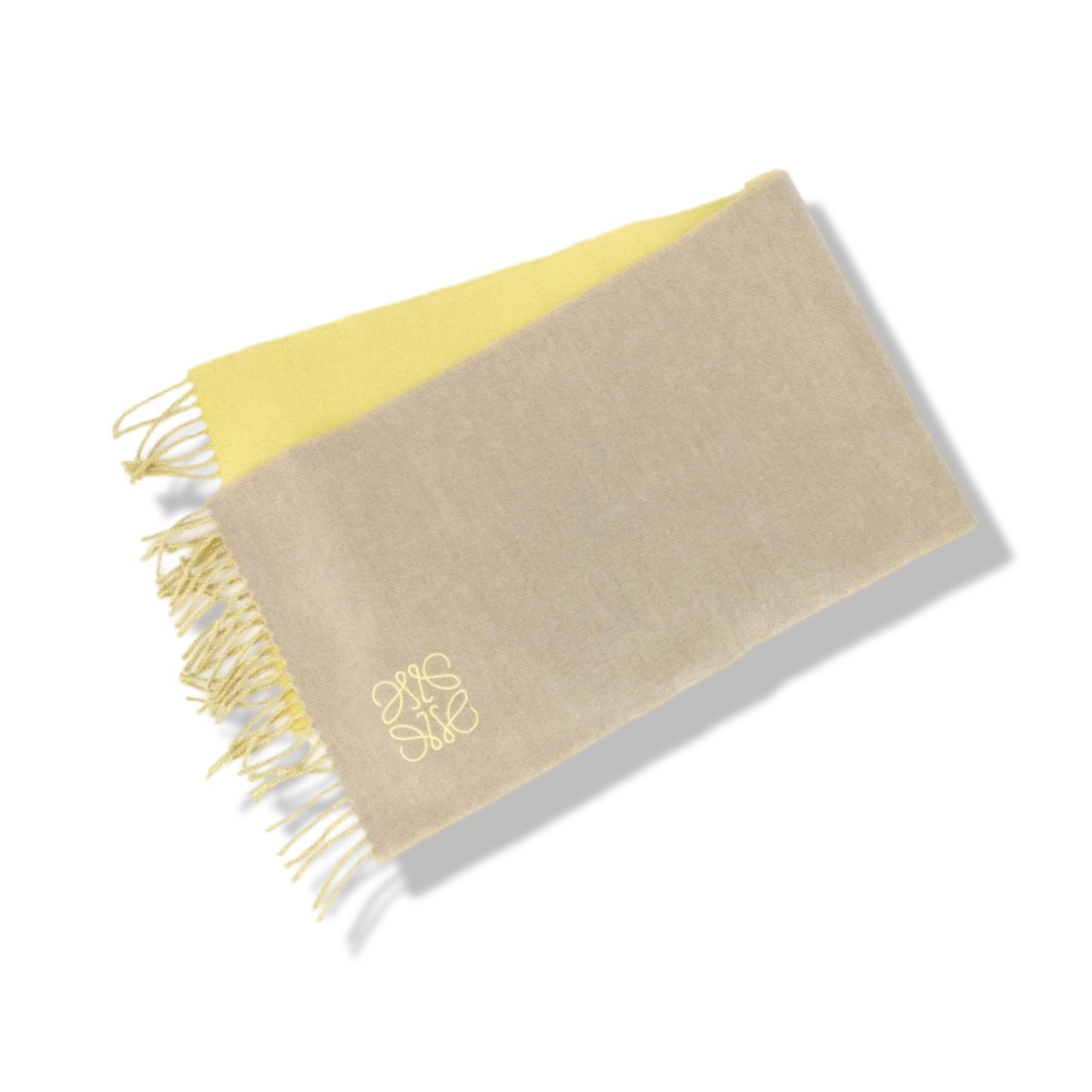 Pre-Owned Loewe Anagram Scarf in Cream and Yellow - LO1035