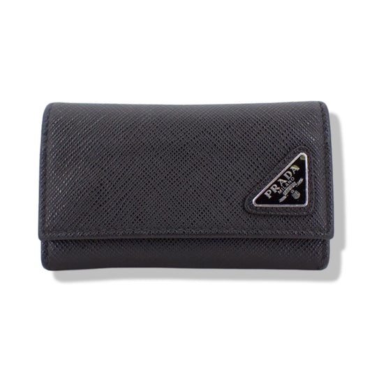 Pre-Owned Prada 6 key Card Holder in Saffiano Leather with Triangle Logo - P1074