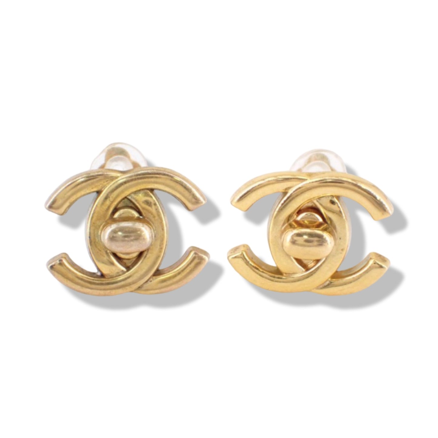 Pre-Owned Chanel Clip On Earrings Coco Mark Lock- Back Clip Broken