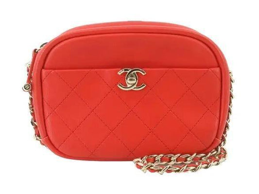 Pre-Owned Chanel Camera Red Leather Crossbody Bag