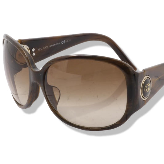 Pre-Owned Gucci Brown Frame Sunglasses with Gold Inlay - G1262