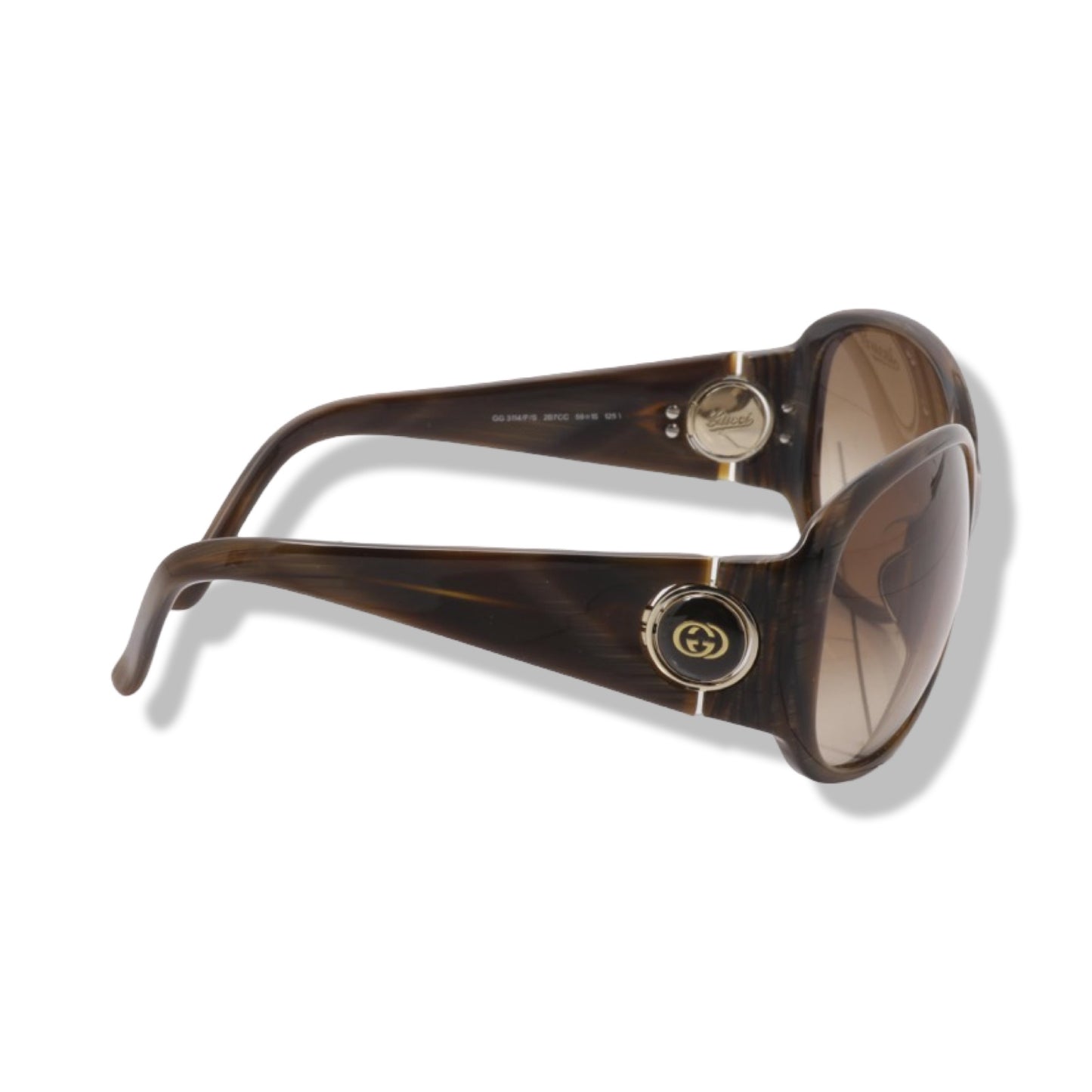 Pre-Owned Gucci Brown Frame Sunglasses with Gold Inlay - G1262