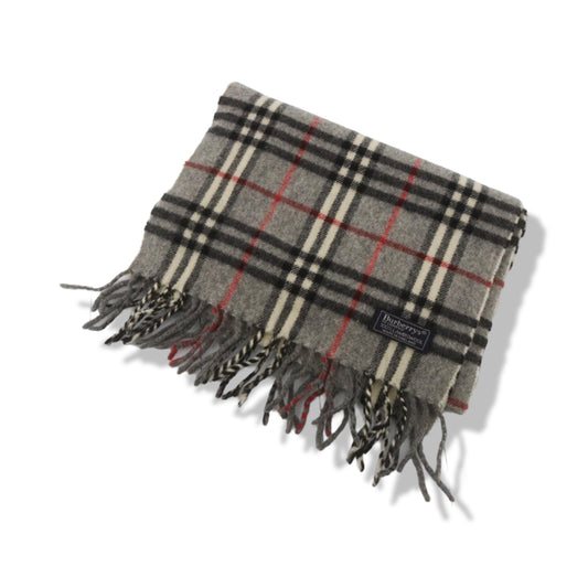 Pre-Owned Burberry Gray Blue House Check Classic Lambswool Scarf - BB1071