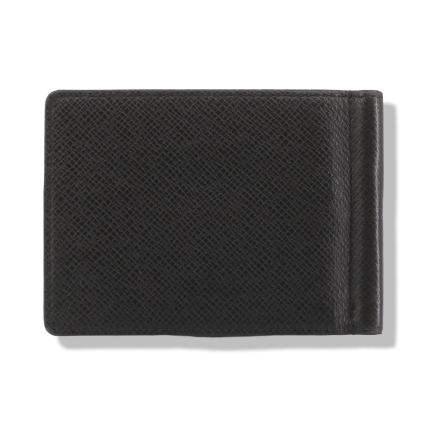 Pre-Owned Louis Vuitton Taiga Leather Black Bifold Card Holder with Money Clip