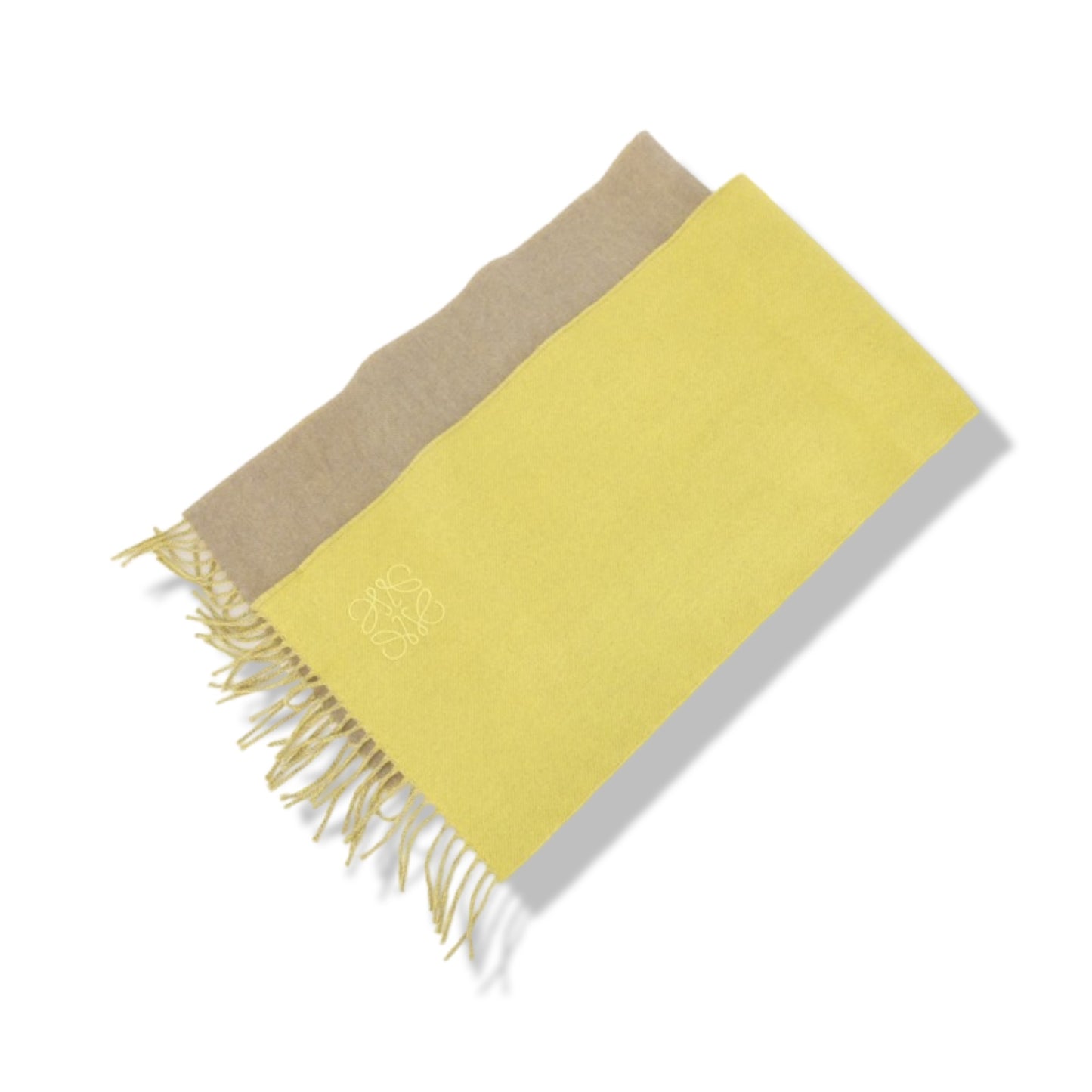 Pre-Owned Loewe Anagram Scarf in Cream and Yellow - LO1035