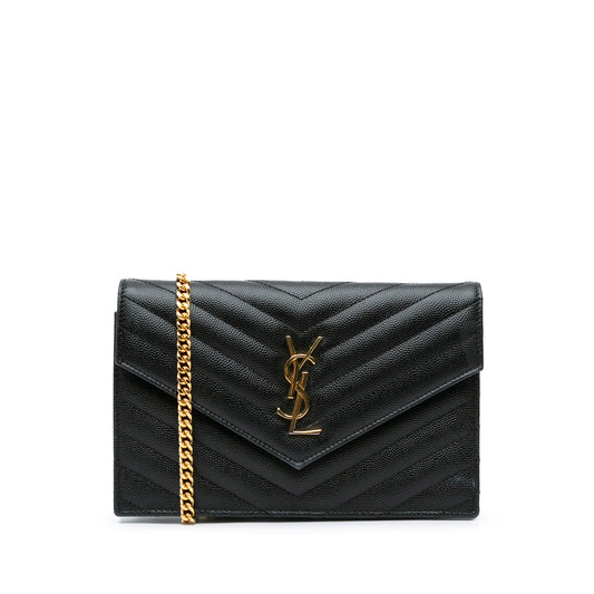 Pre-Owned Saint Laurent Cassandre Envelope Grain De Poudre Wallet on Chain- YSL1103