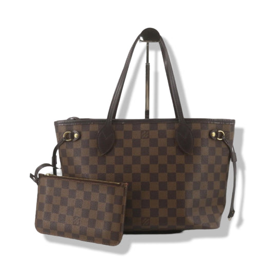 Pre-Owned Louis Vuitton Neverfull PM with Pouch Damier Ebene Canvas Tote Bag - LV1989