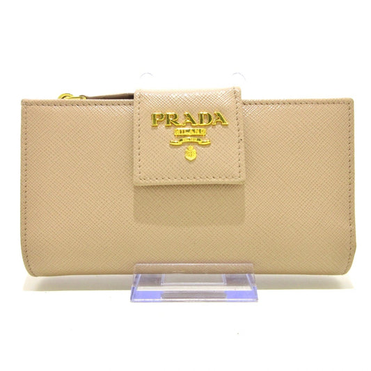 Pre-Owned Prada Long Wallet Beige Saffiano Leather Small Leathers Goods