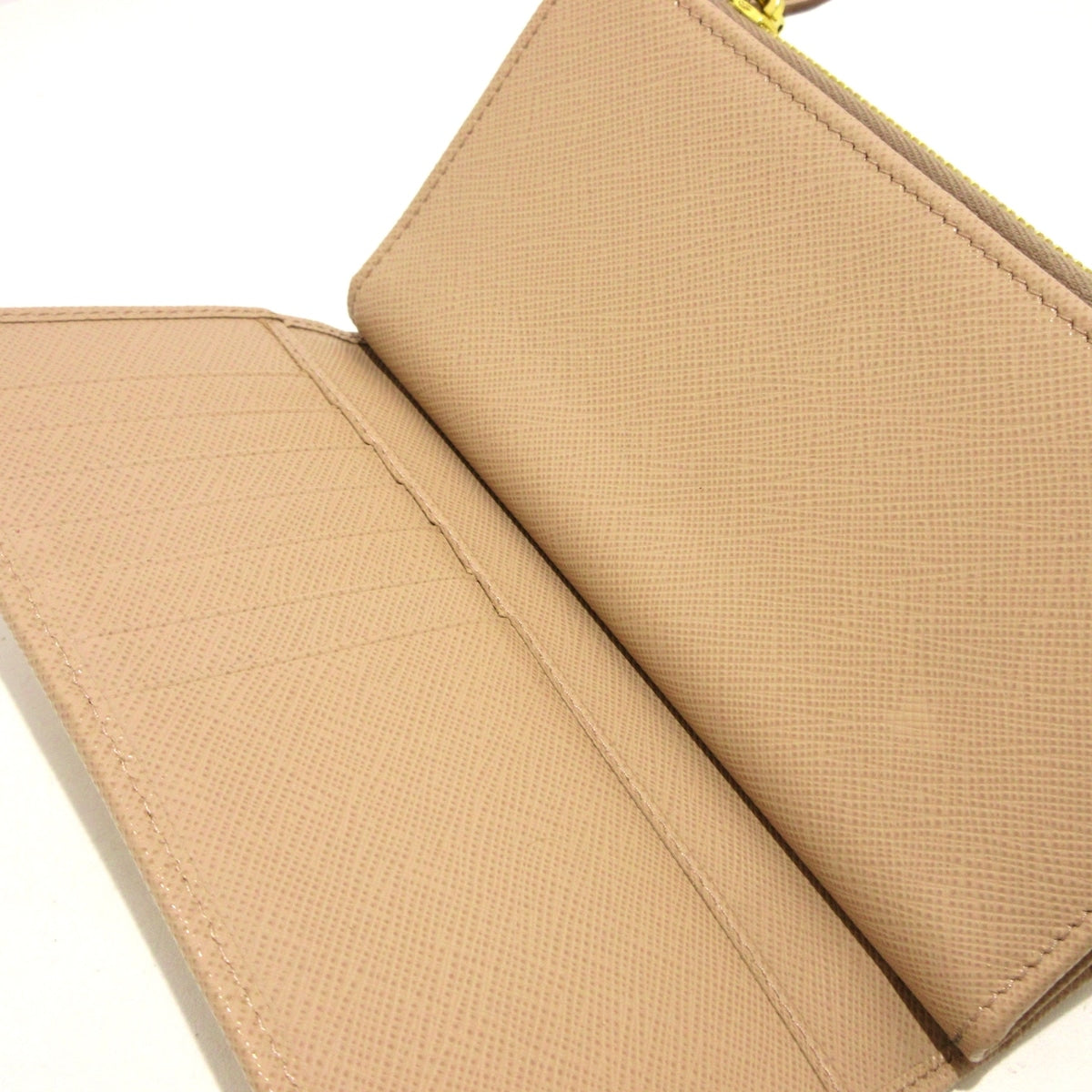 Pre-Owned Prada Long Wallet Beige Saffiano Leather Small Leathers Goods