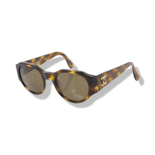 Pre-Owned Chanel Brown Tortoise Coco Mark Sunglasses