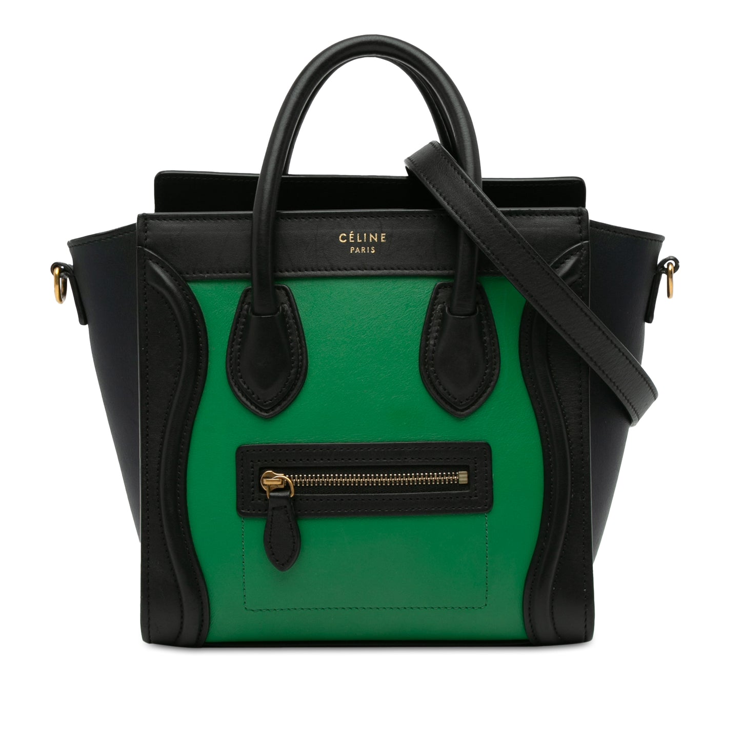 Pre-Owned Celine Nano Luggage Tricolor Leather Tote Bag Green - CELINE1036