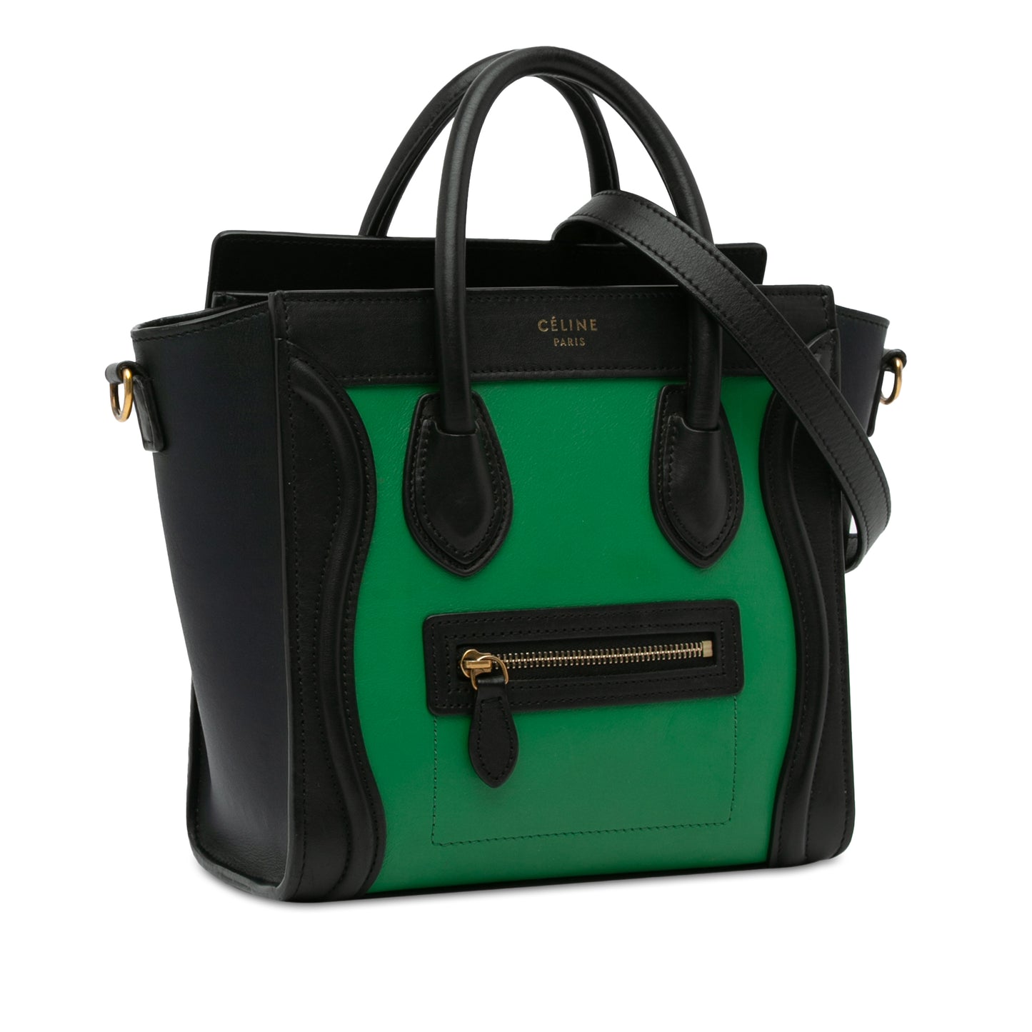 Pre-Owned Celine Nano Luggage Tricolor Leather Tote Bag Green - CELINE1036