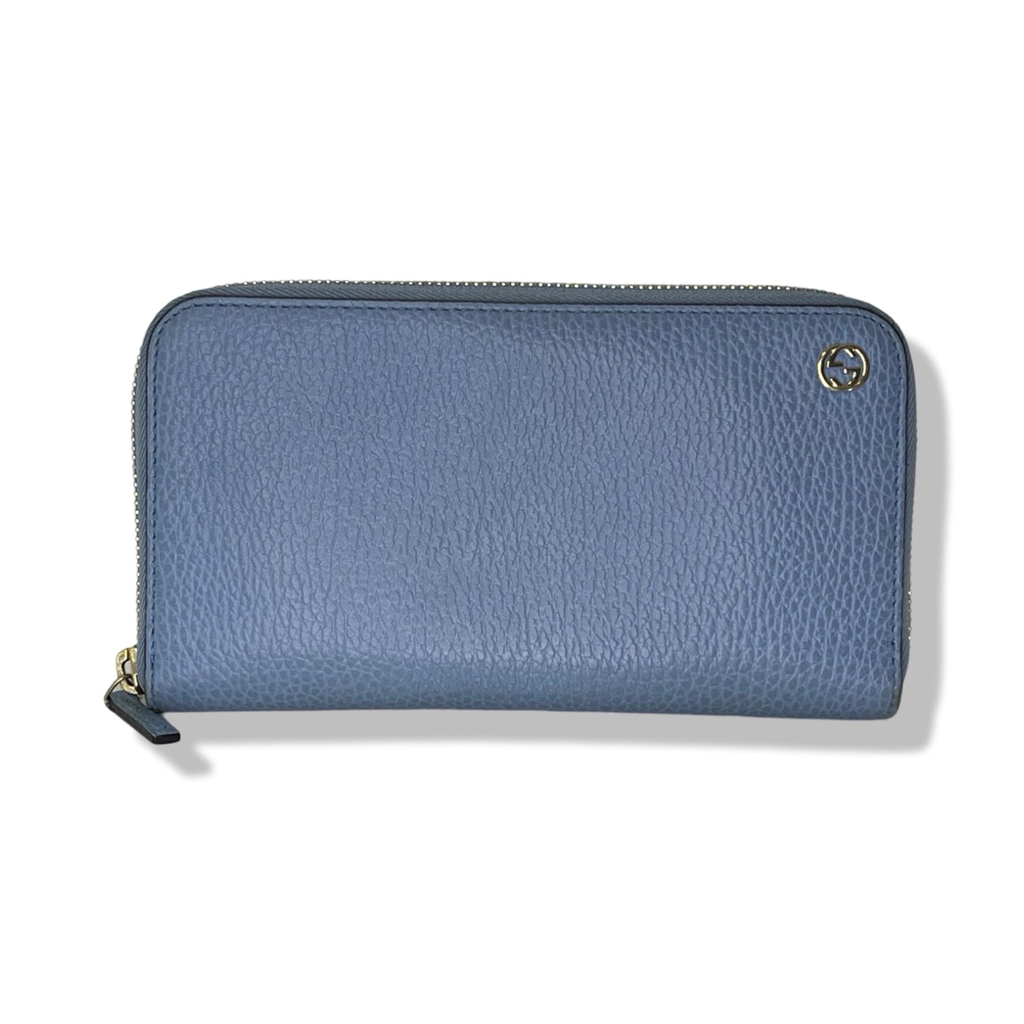 Pre-Owned Gucci Blue Leather Long Zip Wallet