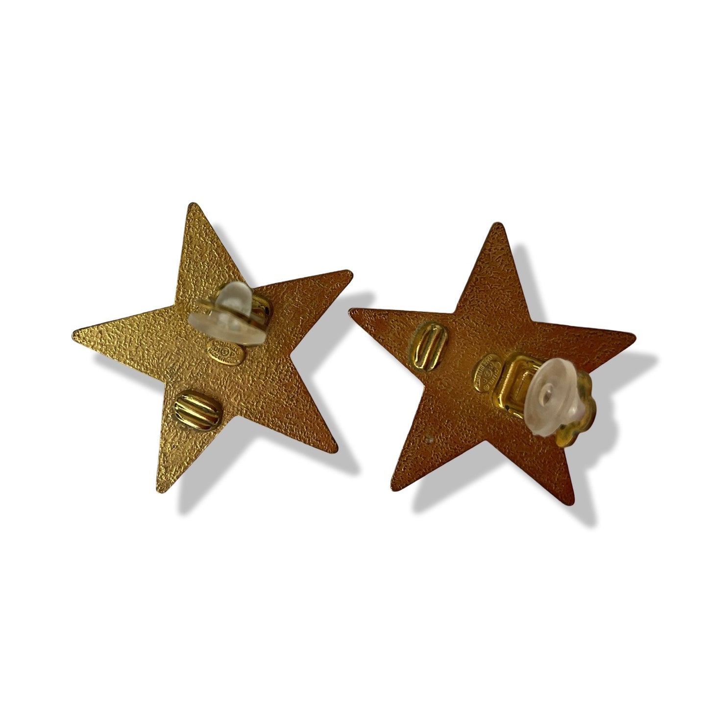 Pre-Owned Chanel Black & Gold Star Coco Mark Clip On Earrings