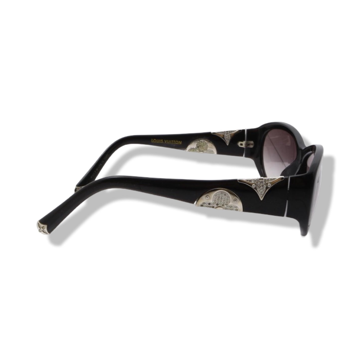 Pre-Owned Louis Vuitton Black Frame Sunglasses with Silver Inlay - LV1860