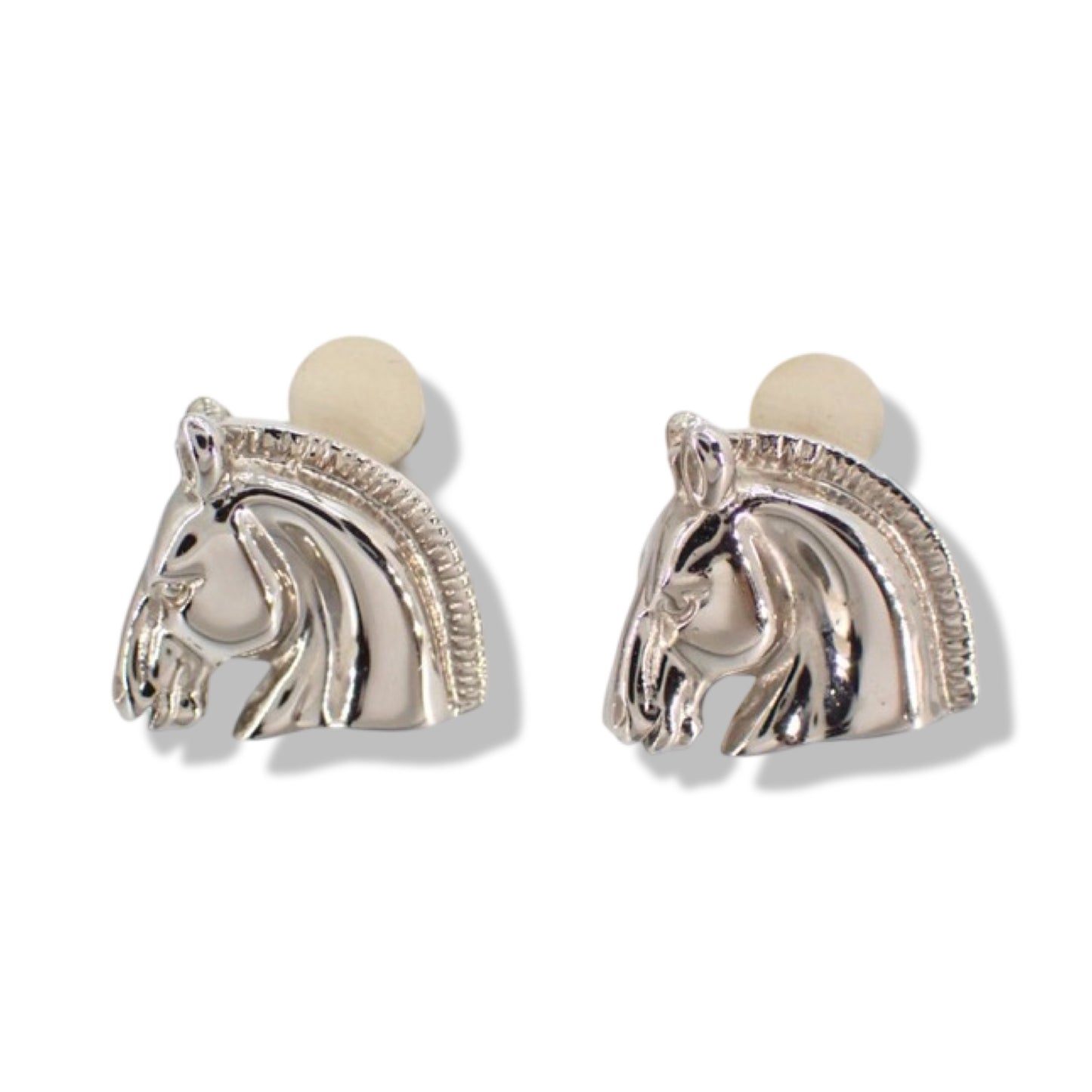 Pre-Owned Hermes Silver Horse Clip On Earrings