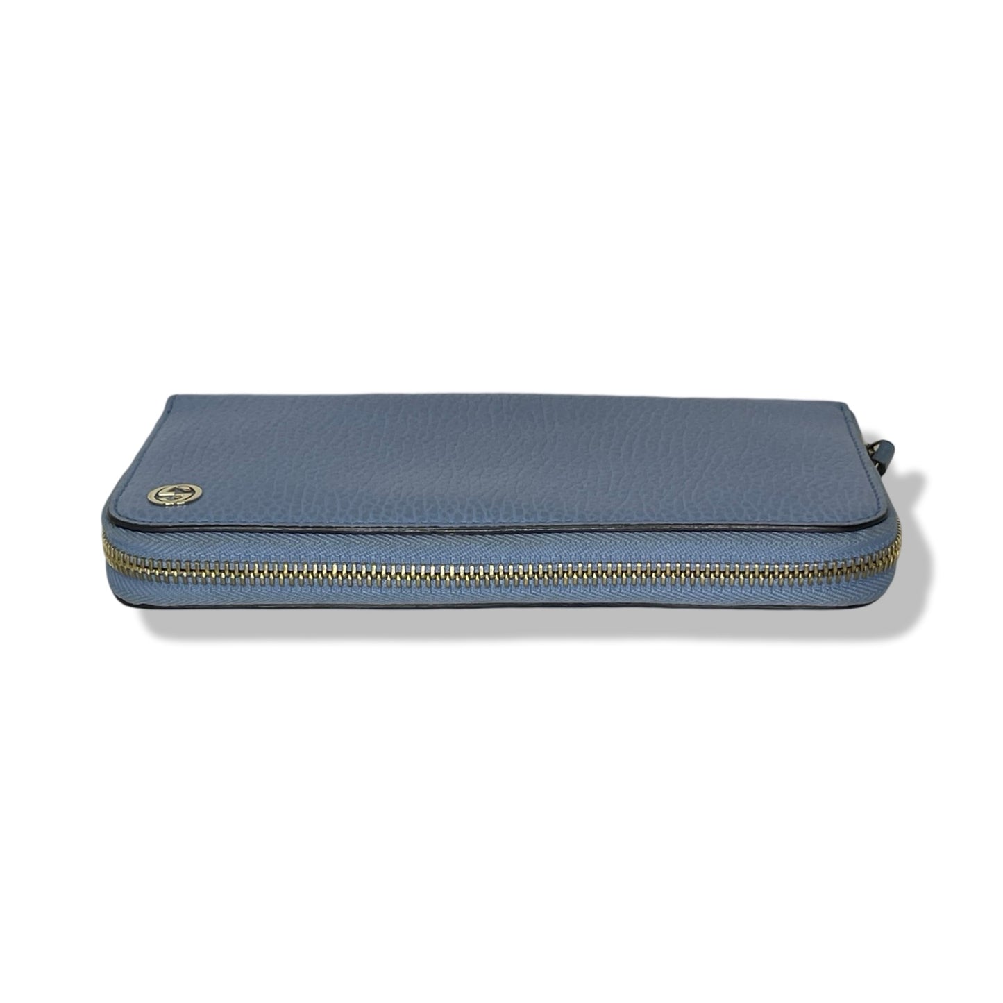 Pre-Owned Gucci Blue Leather Long Zip Wallet