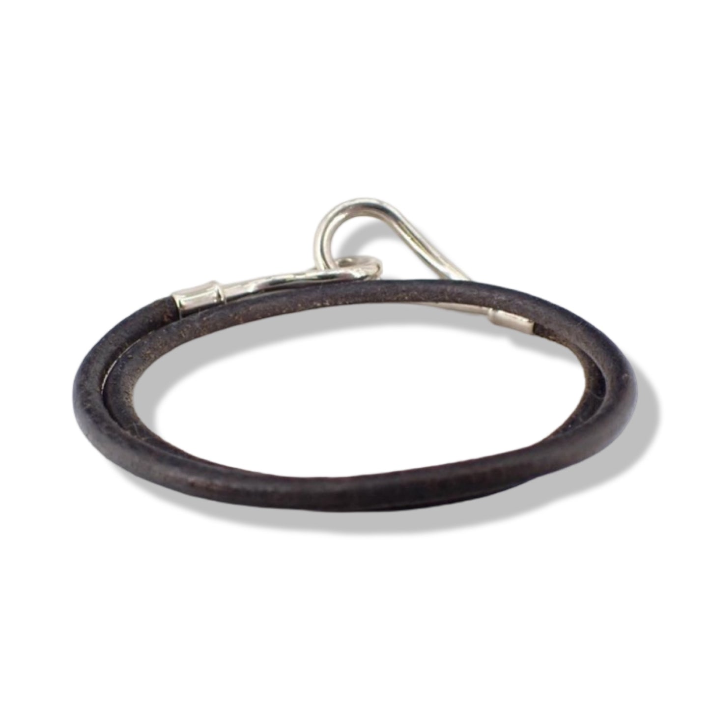 Pre-Owned Hermes Black Leather Hook Bracelet - HER1041