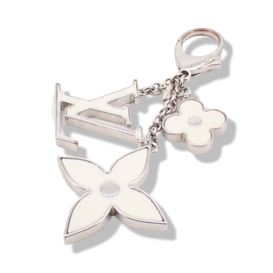 Pre-Owned Louis Vuitton Key Ring and Charm Silver and White - LV1855