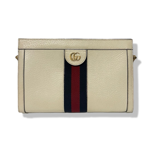 Pre-Owned Gucci Ophidia White Leather with Chain Crossbody Bag