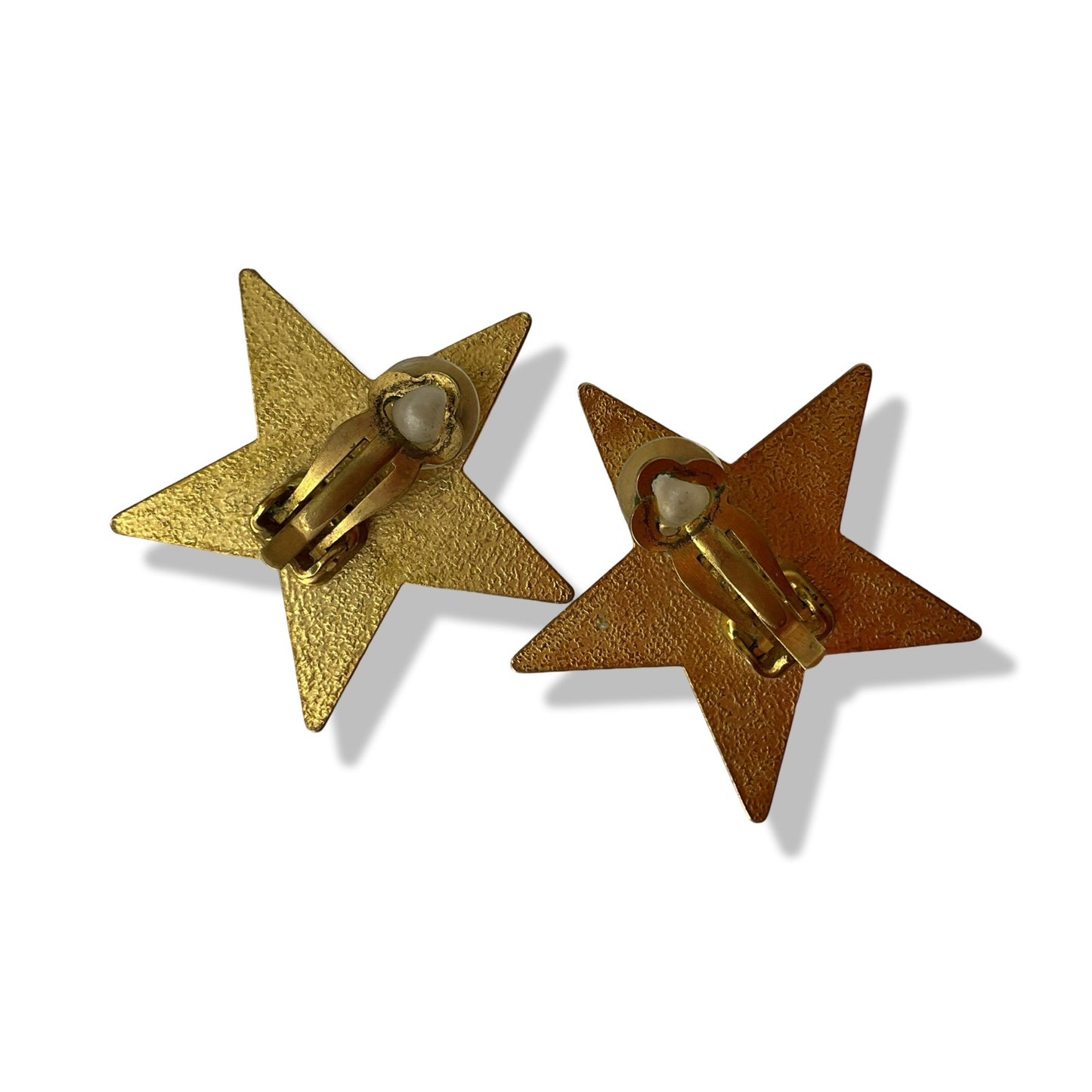 Pre-Owned Chanel Black & Gold Star Coco Mark Clip On Earrings