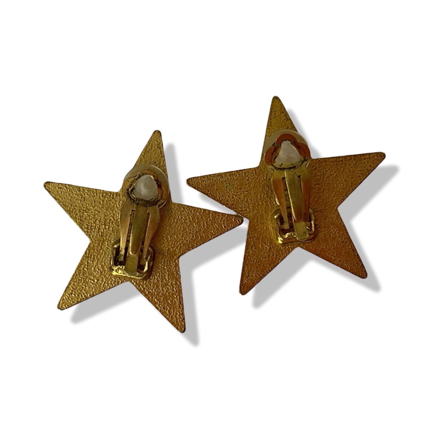 Pre-Owned Chanel Black & Gold Star Coco Mark Clip On Earrings