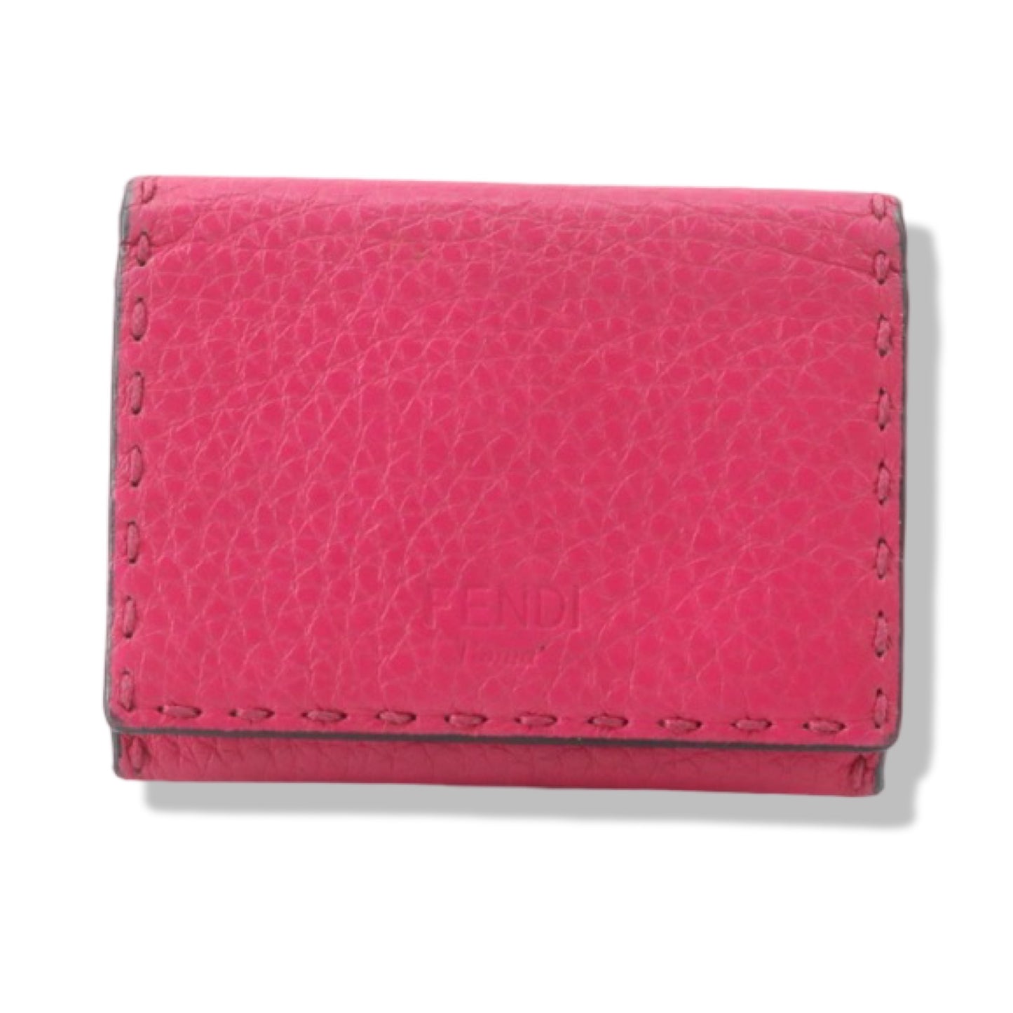 Pre-Owned Fendi Selleria Leather Pink Card Case - FEN1045