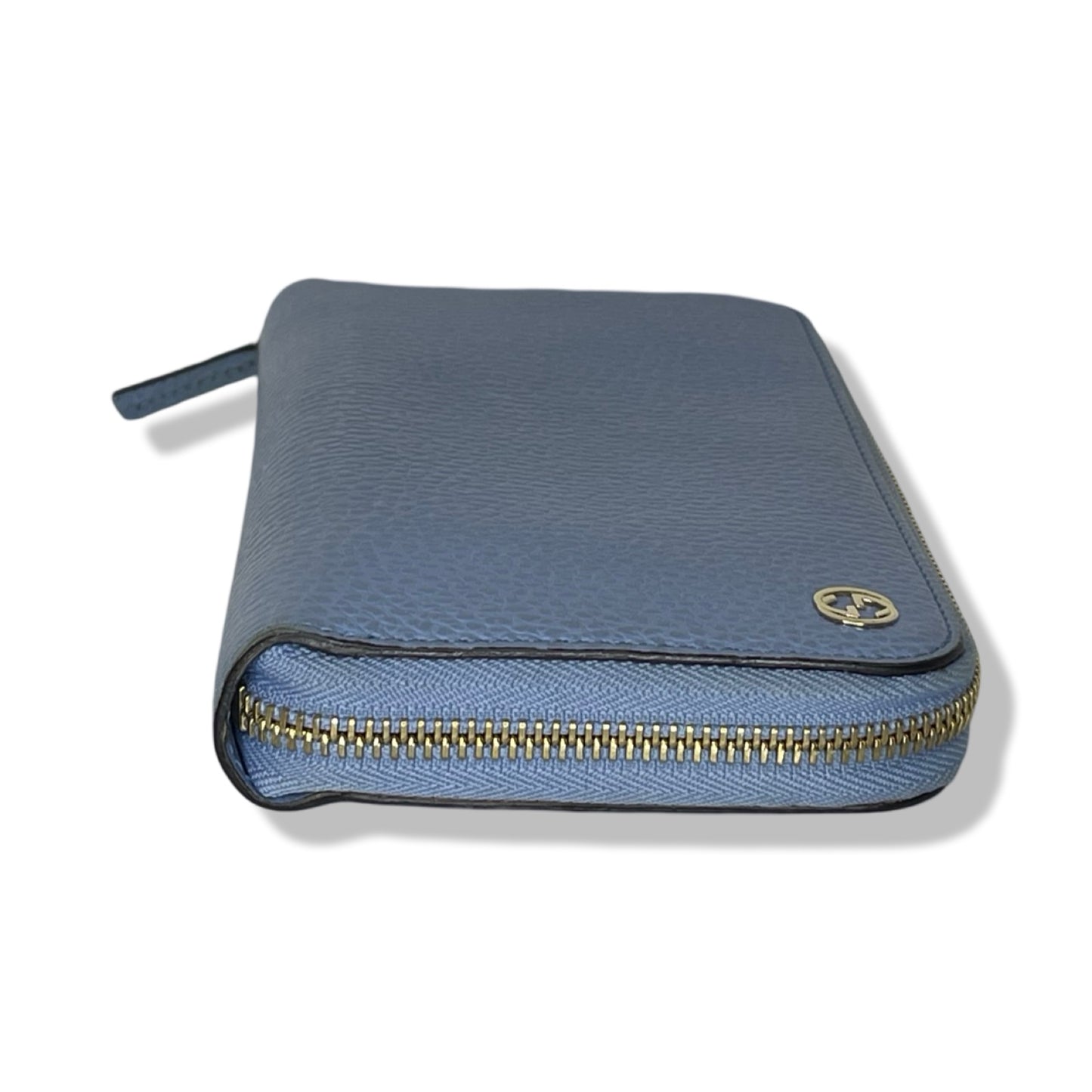 Pre-Owned Gucci Blue Leather Long Zip Wallet