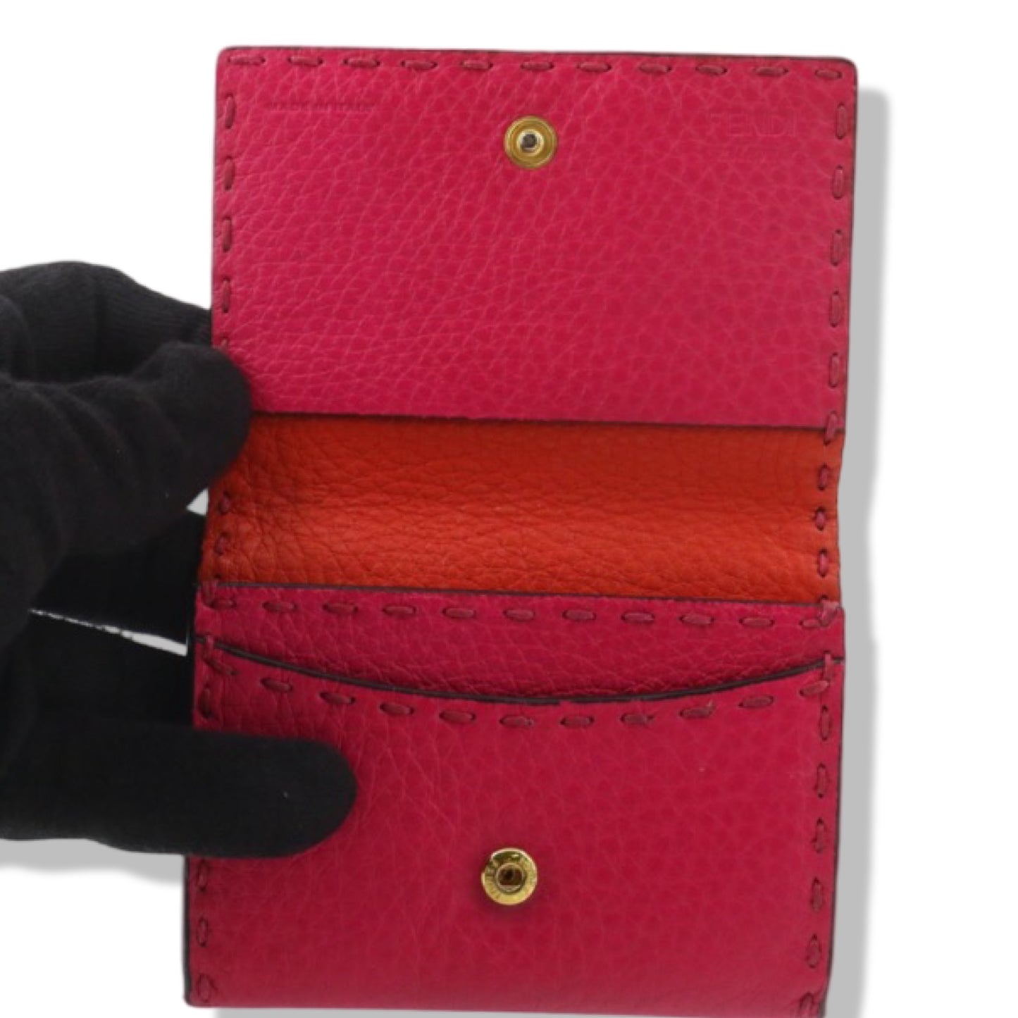 Pre-Owned Fendi Selleria Leather Pink Card Case - FEN1045