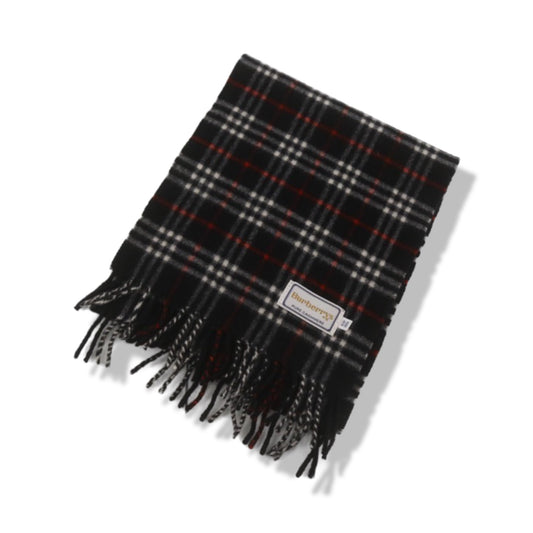 Pre-Owned Burberry Navy Blue House Check Classic Cashmere Scarf - BB1072