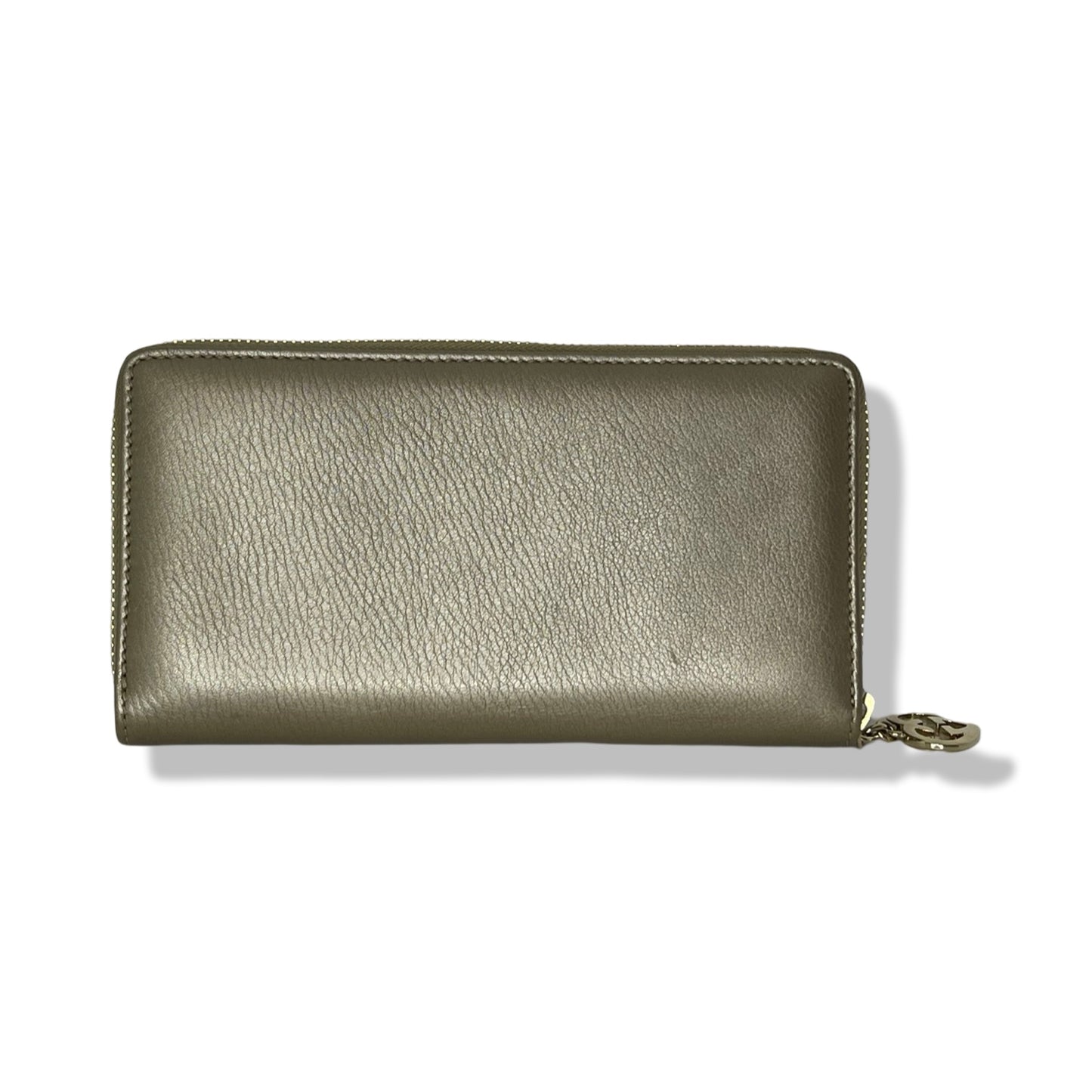 Pre-Owned Gucci Gold Leather Long Zip Wallet