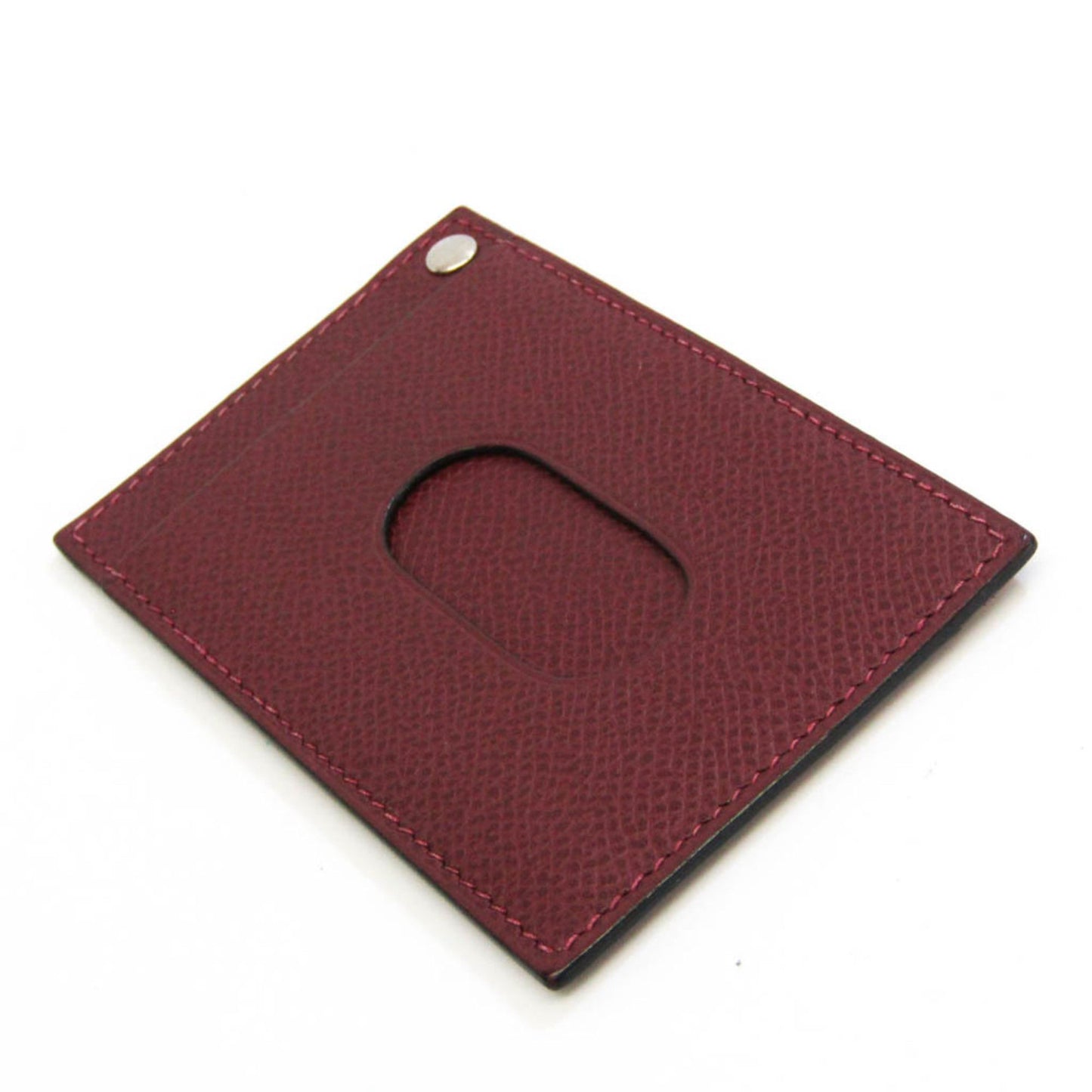 Pre-Owned Hermes Pass Case Epsom Leather Card Case Bordeaux