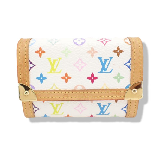 Pre-Owned Louis Vuitton Portomone Pla Noir White Multicolor Multicolor White Coated Canvas - LV2008