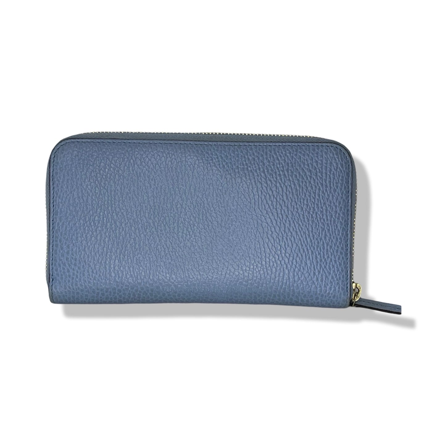 Pre-Owned Gucci Blue Leather Long Zip Wallet