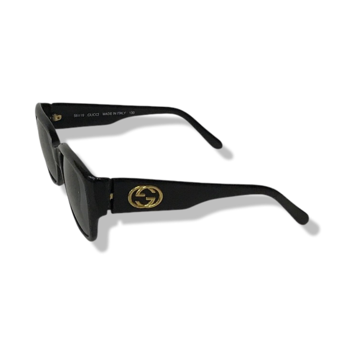 Pre-Owned Gucci Black Frame Sunglasses with Gold Circle GG - G1274