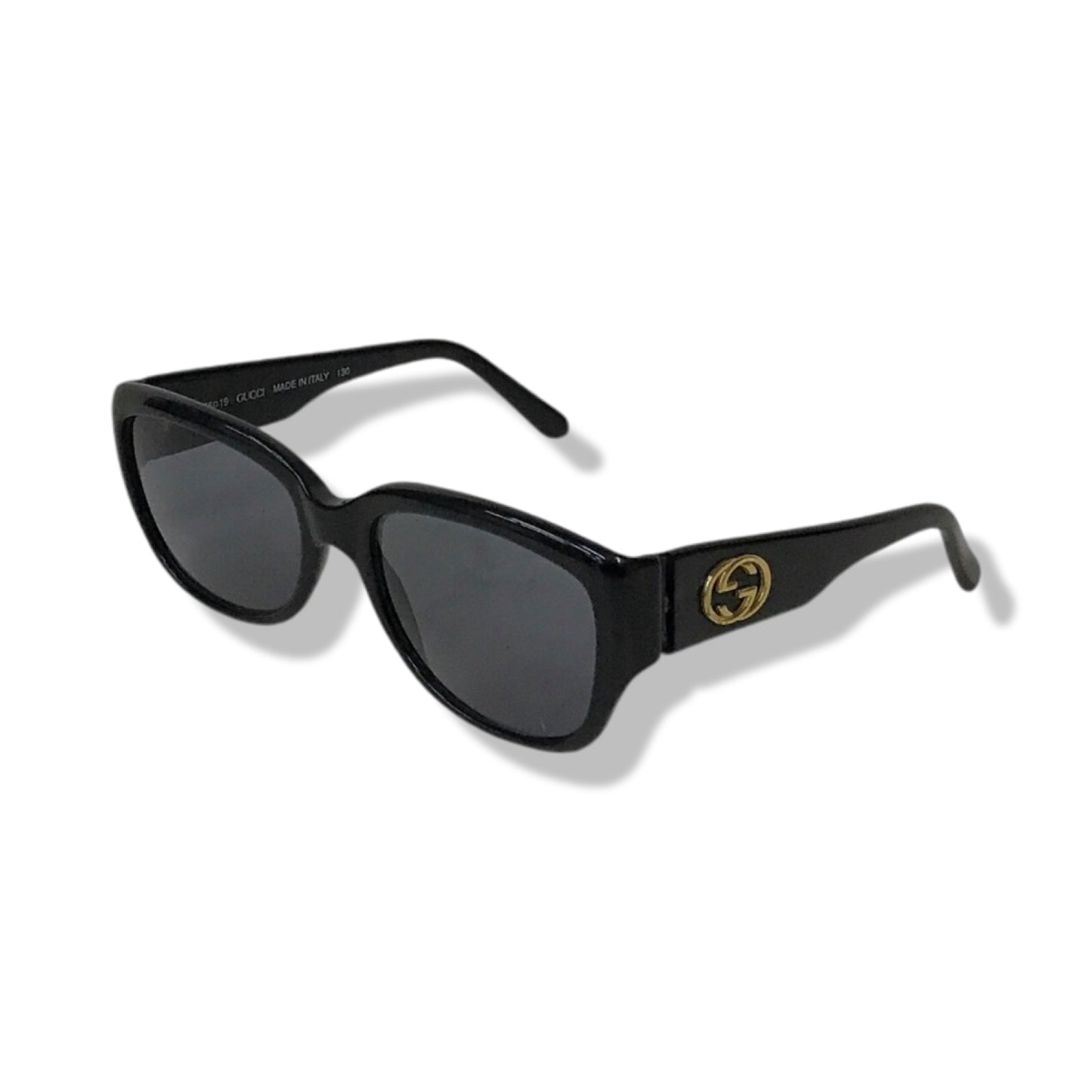 Pre-Owned Gucci Black Frame Sunglasses with Gold Circle GG - G1274