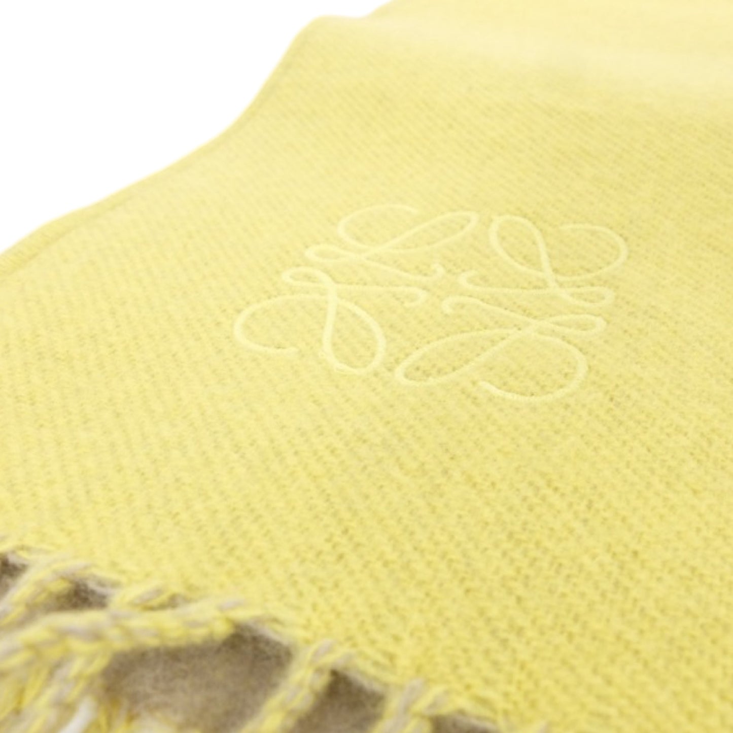 Pre-Owned Loewe Anagram Scarf in Cream and Yellow - LO1035