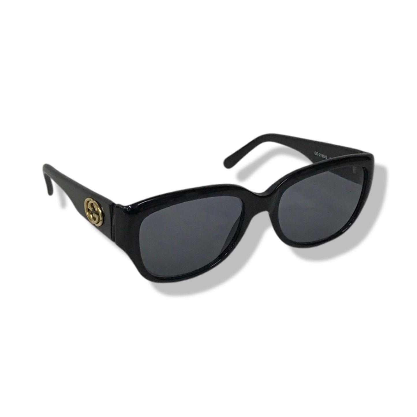 Pre-Owned Gucci Black Frame Sunglasses with Gold Circle GG - G1274