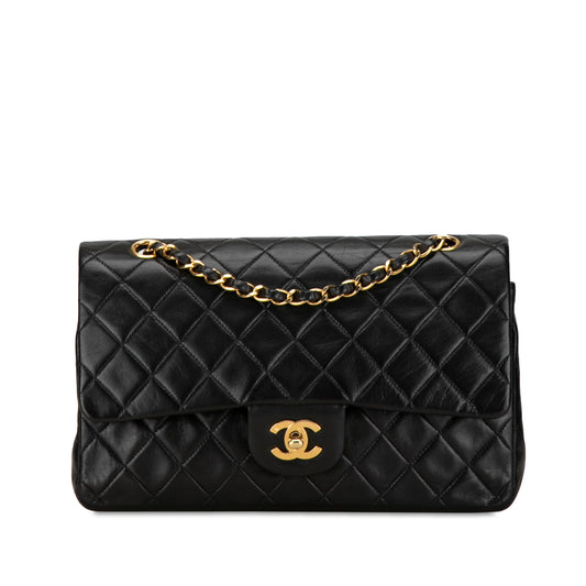 Pre-Owned Chanel Medium Double Flap Chain Lambskin Leather Shoulder Bag