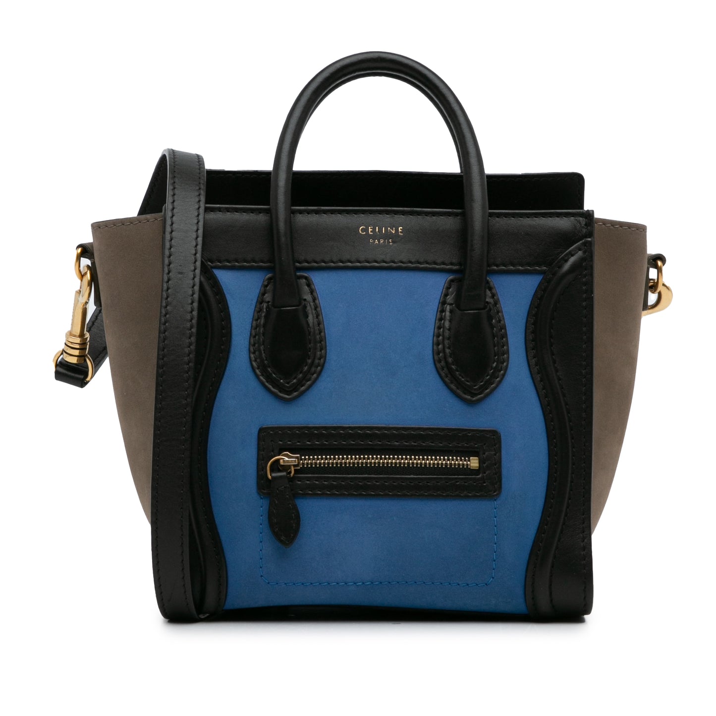 Pre-Owned Celine Nano Luggage Tricolor Leather Tote Bag- Blue