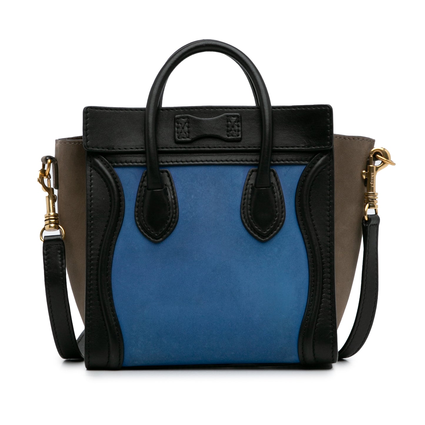 Pre-Owned Celine Nano Luggage Tricolor Leather Tote Bag- Blue