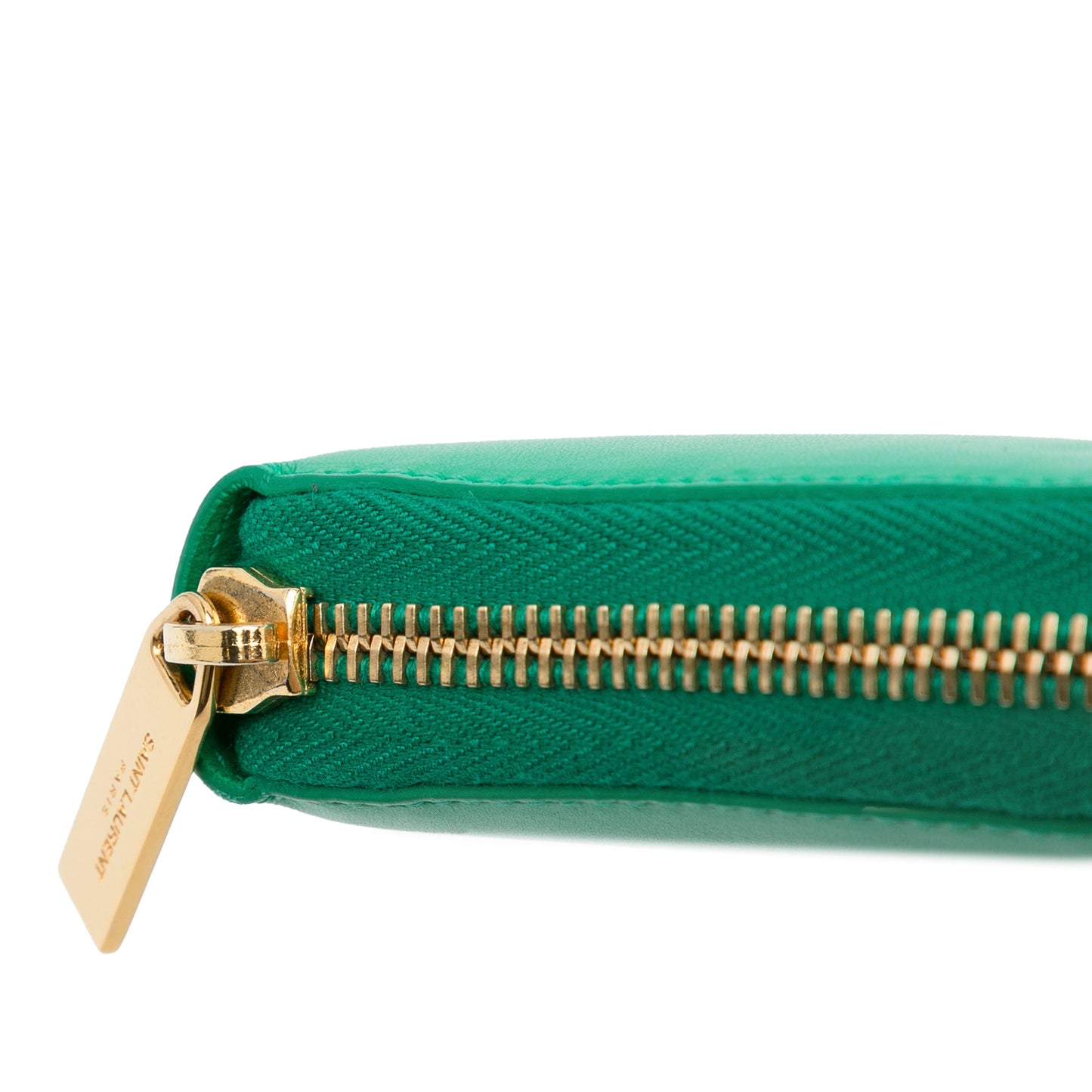 Pre-Owned Yves Saint Laurent Green Leather Y Line Long Wallet