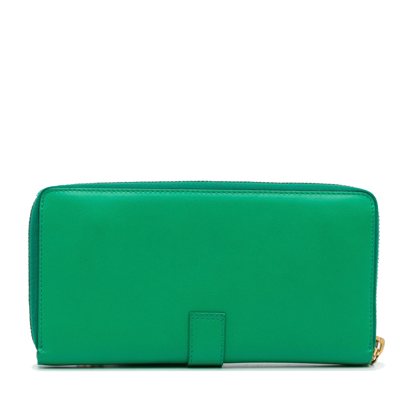 Pre-Owned Yves Saint Laurent Green Leather Y Line Long Wallet