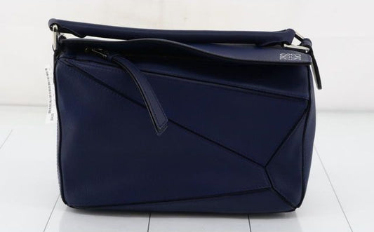 Pre-Owned Loewe Puzzle Bag Navy Leather Small Crossbody Bag