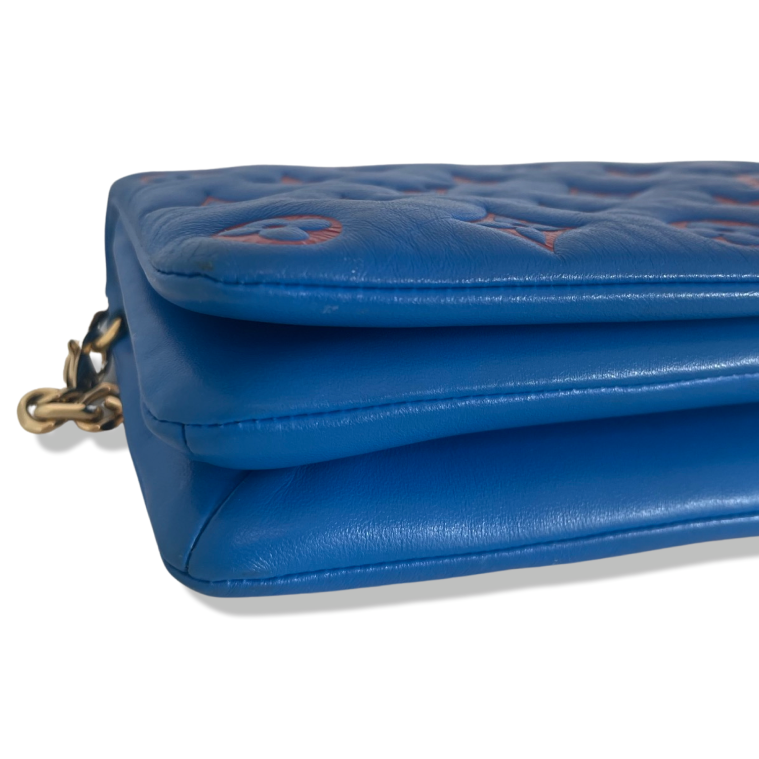 Louis Vuitton Blue Monogram Embossed Lambskin Leather Pochette Coussin Bag