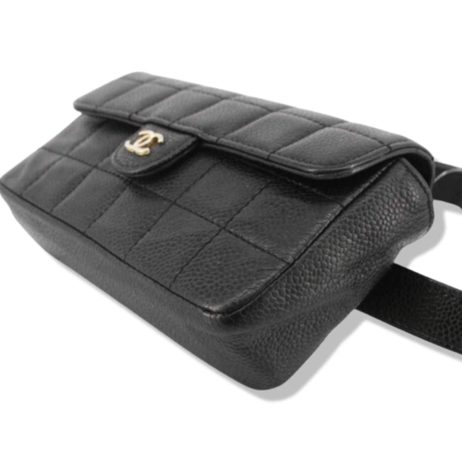 Pre-Owned Chanel Chocolate Bar Black Caviar Leather Belt Bag – AV